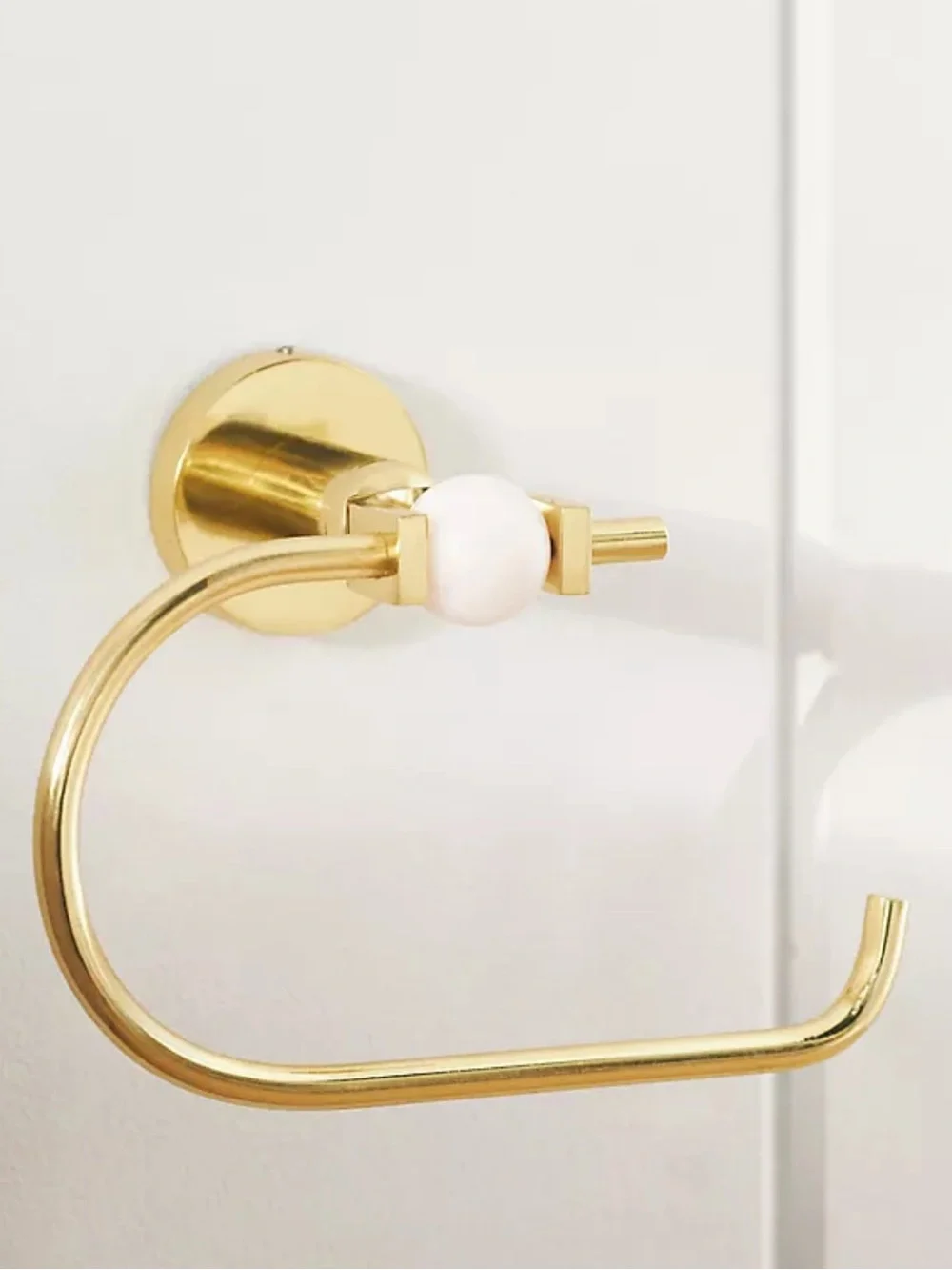 Anthropologie Elodie Brass Toilet Paper Ring with White Marble Accent